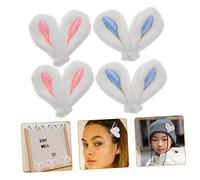 ULTECHNOVO 20pcs Plush Bunny Ear Hair Clip Accessories Soft Rabbit Ear Charms for DIY Crafts Easter Pink Blue