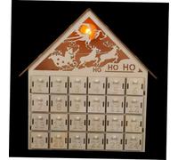 ULTECHNOVO 24drawer Wooden Christmas Countdown Calendar Led Illuminated Advent Calendar Reusable Goodies Boxes for Mantel Tabletop Christmas Decoration