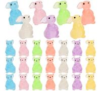 ULTECHNOVO 28pcs Glow Dark Mini Bunny Figurines Colorful Resin Rabbit Ornaments for Tabletop Bookshelf Fairy Garden Decor Vibrant Charming Nightlight