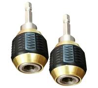 ULTECHNOVO 2pcs 1/4 Hexagonal Handle Fast-Release Drill Socket Adapter Set Converts Electric Screwdriver to Drill Metal Construction for Offices and Warehouses