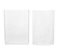 ULTECHNOVO 2pcs Acrylic Makeup Brush Holder Organizer and Pen Cup, Multifunctional Storage Container with Square and Cylinder Shapes for Desk Storage to Friends Or Families