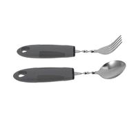 ULTECHNOVO 2pcs Adaptive Spoon and Fork Set with Handle Stainless Steel Utensils for Elderly with Hand Tremor Essential Kitchen Tools for Easy Grip Dining