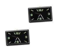 ULTECHNOVO 2pcs Adhesive Analog Clock Car Dashboard Tiny Clock Square Fluorescent for Car for Dashboard