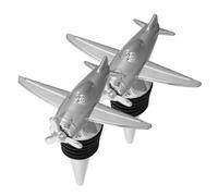 ULTECHNOVO 2pcs Aircraft Shaped Wine Bottle Stopper Metal Sealing Plug for Preservation for Bars and Home Use Compatible with Various Bottles