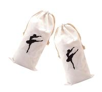 ULTECHNOVO 2pcs Ballet Shoe Bags Lint Drawstring Storage Pouch for Pointe Shoes and Dance Accessories, Portable White Bags for Dance Class and Travel