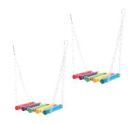 ULTECHNOVO 2pcs Bird Chewing Standing Rope Bridge for Parrot Wooden Cage Swing Bite Resistant Premium Wood Material Can Be Hung on The Cage for Parrot Play