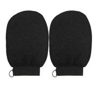 ULTECHNOVO 2Pcs Black Rayon Exfoliating Gloves for Shower Bath Dead Skin Removal Function, Suitable for Full Body Use and Spa Massage