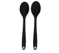 ULTECHNOVO 2pcs Black Silicone Spoons Set Non-Stick Kitchen Cooking Spoons Compatible with Cookware for Mixing, Serving, and Soup Preparation