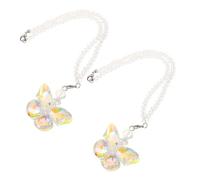 ULTECHNOVO 2pcs Car Rearview Mirror Pendant Butterfly Bow Crystal Hanging Ornament for Women Durable and Lightweight Sun Catcher Accessories Rainbow Light Effect Car Interior Decoration