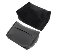 ULTECHNOVO 2Pcs Car Tissue Box Set for Vehicle-Mounted Use, Black and Grey Soft PU Tissue Holder Backseat and Armrest Installation, Travel and Car Interior Organizer for Auto Paper Napkins