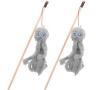 ULTECHNOVO 2pcs Cat Scratch Funny Teasing Stick Plush Interactive Bite-resistant with Creative Shape Design for Indoor Playing Together Pet Cats