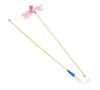 ULTECHNOVO 2pcs Cat Teasing Rod Kitten Teasing Stick Plastic Artificial Plume Cat Entertainment and Finger Protection Random Color
