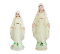 ULTECHNOVO 2pcs Catholic Virgin Mary Statue Set, 10cm 15cm Luminous Plastic Religious Desktop Ornament, Catholicism Home Decor Figurines for Church and Living Room