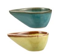 ULTECHNOVO 2pcs Ceramic Aroma Oil Bowls with Crackle Glaze, Multi-Function Essential Oil and Facial Mask Blending Bowls, Decorative Green and Blue Trays for Beauty Salon and Spa Use