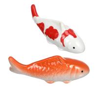 ULTECHNOVO 2Pcs Ceramic Floating Koi Fish, Aquarium Decoration, Artificial Fish Tank Ornament Garden Pond Decor, Orange, 3.93 Inch (Mixed Style)