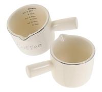 ULTECHNOVO 2pcs Ceramic Small Coffee Milk Pitcher 90ml with Handle and Scale, Mini Cream Jug for Coffee Syrup, Multi-use Measuring Cup for Home Kitchen