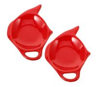ULTECHNOVO 2pcs Ceramic Tea Bag Holder Set Teapot Shape Tea Bag Coasters in Christmas Red Decorative Household Tray and Coffee Accessories