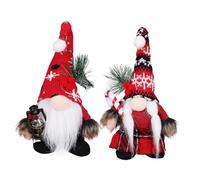 ULTECHNOVO 2pcs Christmas Gnome Plush with Red Snowflake Knit Hats Traditional Stuffed Gnome Decorations for Indoor Holiday Tabletop Festive Xmas Party Ornaments for Mantels and Shelves