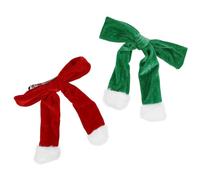 ULTECHNOVO 2pcs Christmas Women Hair Clip Bowknot Fuzzy Edge Design, Pleuche Material, Prevents Slipping, Versatile Hair Accessory for Xmas and Occasions