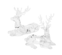 ULTECHNOVO 2PCS Clear Acrylic Reindeer Figurines Cute Table Centerpiece Elk Decorations for Christmas Holiday Party Supplies Festive Xmas Deer Statues for Home and Business