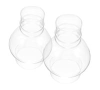 ULTECHNOVO 2pcs Clear Glass Lamp Shades Tall Retro Kerosene Lamp Chimneys Windproof Globes with Diameter for Vintage Lanterns