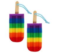 ULTECHNOVO 2pcs Colorful Ice Cream Shaped Loofah Sponges for Bathing and Showers, Soft Sponge Body Scrubber Exfoliator Strong Cleaning Power for Full Body Exfoliation Random Color