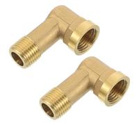 ULTECHNOVO 2pcs Copper Elbow Fitting 1/2 Inch Brass 90 Degree Extended Pipe Adapter Connector Dual Thread Golden for Plumbing Hard to Reach Areas