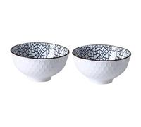 ULTECHNOVO 2pcs Crackle Ceramic Dessert Rice Bowls Set Honeycomb Pattern Food Serving Containers for Salad Appetizers and Desserts Smooth Safe Tableware for Kitchen and Dining Japanese Style