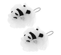 ULTECHNOVO 2pcs Cute Panda Bath Loofah for Soft Gentle Exfoliating Mesh Pouf Shower Sponge Wash Necessity Comfortable Bath Accessories