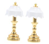 ULTECHNOVO 2Pcs Decorative Mini Bedside Light Models Metal Dollhouse Lamps for Realistic Miniature Furniture Scene Decoration for Miniature Collectors
