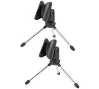 ULTECHNOVO 2Pcs Desktop Microphone Stand Metal Tripod Mic Holder with Sturdy Plastic and Metal Construction, Built to Last and Tight Safe Grip, for Video Recording and Live Broadcast