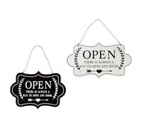 ULTECHNOVO 2pcs Double-sided Wooden Shop Door Signs Set, Black and White Hanging Open Closed Signs for Coffee Bar, Decorative Home Store Wood Pendants