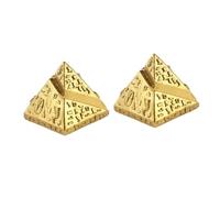 ULTECHNOVO 2PCS Egyptian Pyramid Resin Model Decor Golden Khufu Mausoleum Building Figurines for Home Office Positive Energy Souvenirs and Teaching Props