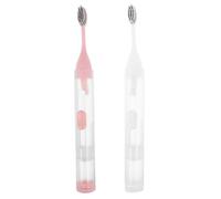 ULTECHNOVO 2pcs Folding Travel Toothbrush Built-in Leakproof Toothpaste Container Soft Bristle Mini Toothbrushes for Gym Bag and Business Trip