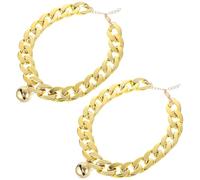 ULTECHNOVO 2pcs Gold Chain Dog Collar with Bell, Easy to Clean Abs Material, Decorative Pet Neck Chain Protecting Dog's Neck, Suitable for Small to Medium Dogs