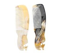 ULTECHNOVO 2pcs Handmade Ox Horn Massage Combs Natural Anti-static Scalp Massager Hair Styling Tools with Smooth Lines Craft for Head Meridian Care Random Color