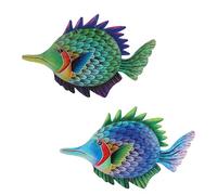 ULTECHNOVO 2pcs Iron Fish Wall Art Hanging Ornaments Wall Craft Decor for Indoor Outdoor Home Garden Office Nautical Style Fish Ornaments for Living Room Bedroom Dining Room