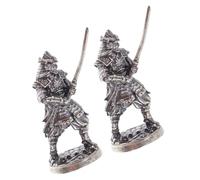 ULTECHNOVO 2pcs Japanese Samurai Warrior Statue Set - Miniature Ancient Bushido Figurines for Home and Office Décor - Small Asian Historical Sculpture for Bonsai Garden and Desk Display