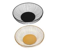 ULTECHNOVO 2pcs Large Capacity Iron Wire Fruit Basket Decorative Kitchen Countertop Storage Stand for Fruits Vegetables Snacks Metal Wire Organizer in Gold Black
