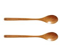 ULTECHNOVO 2pcs Long Handle Wooden Cooking Spoons for Kitchen Use, Natural Wood Material with Multi Functionality and Easy Cleaning, Vintage Japanese Style Utensils for Mixing and Cooking