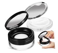 ULTECHNOVO 2pcs Loose Powder Box Reusable Container Black Mesh Flip-top Design for Travel Skincare and Makeup Application