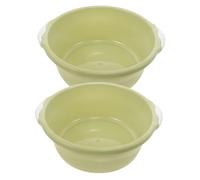ULTECHNOVO 2pcs Medium Green Plastic Wash Basins for Household Bathroom and Kitchen Foot Soak Bowls with Anti-slip Bottom Multipurpose Washbasins for Personal Care and Cleaning Tasks