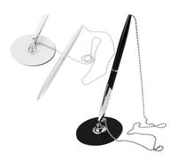 ULTECHNOVO 2pcs Metal Signing Pens with Chain Fixed on Table, Comfortable Hand Feeling, Vertical Table Style for Business Negotiations and Hotels, Creative Vertical Standing Design Office