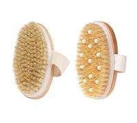 ULTECHNOVO 2pcs Natural Bristle Bath Scrubber Body Cleaning Brush with Wooden Handle for Exfoliating Skin and Improving Softness, Practical Massaging Shower Scrubber for Home Use
