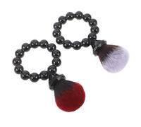 ULTECHNOVO 2pcs Portable Soft Fiber Makeup Brushes for Travel - Small Powder and Blush Brush Set with Pearl Soft Bristles, Black Handles, Suitable for Face and Cheeks
