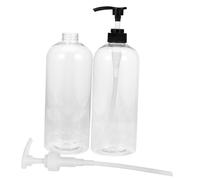ULTECHNOVO 2pcs Press Pump Bottles Clear Soap Dispenser for Shampoo Conditioner Lotion Transparent Refillable Pump Dispenser Space Saving Design for Bathroom Kitchen Use