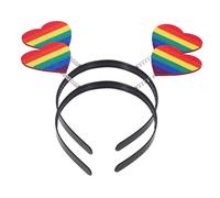 ULTECHNOVO 2pcs Rainbow Heart Headbands for Women and Men Colorful Hair Accessories Decorative Hoops for Festivals and Pride Celebrations