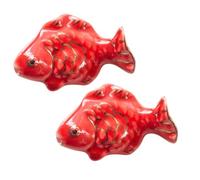 ULTECHNOVO 2pcs Red Goldfish Ceramic Chopstick Rests Gold Rim, Kitchen Tableware Accessory for Dining and Entertaining, Reusable Chopsticks Holder Suitable for Home and Festive Use