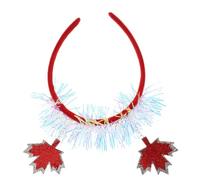 ULTECHNOVO 2pcs Red Maple Leaf Headband for Women, Versatile and Easy to Wear Felt Cloth Hair Accessory with Glitter and Tinsel, for Canadian Thanksgiving and Autumn Festival Parties