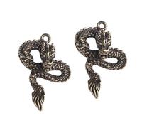 ULTECHNOVO 2Pcs Retro Brass Dragon Keychain Pendants Chic DIY Adornments for Home Decor Accessories Craft Decoration with Fine Details for Dragon Lovers